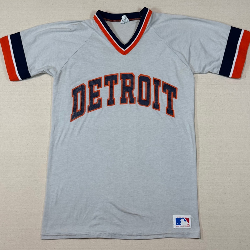 Vintage Sand-Knit Detroit Tigers MLB Jersey T-Shirt Adult Medium Gray